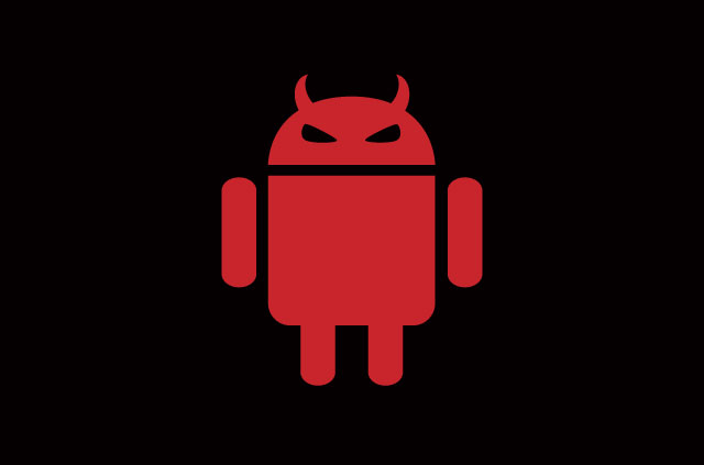 The Android logo, but it's red and has evil eyes.