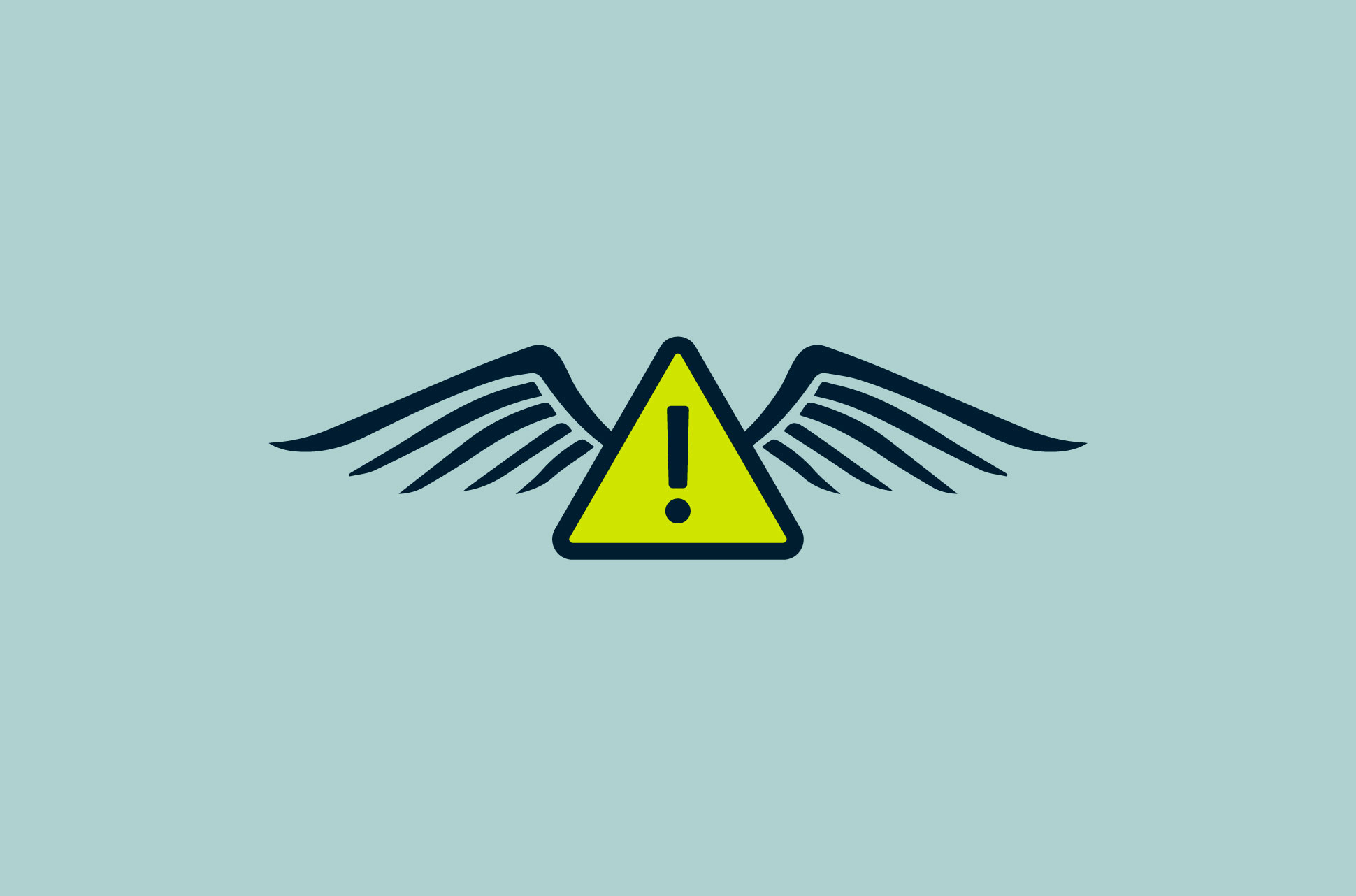 An alert symbol with wings.