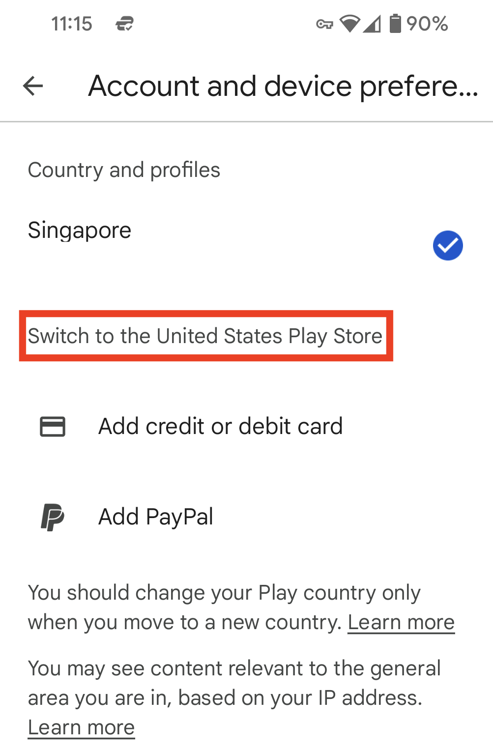 So &auml;ndern Sie das Google Play-Land mit einem VPN auf Android