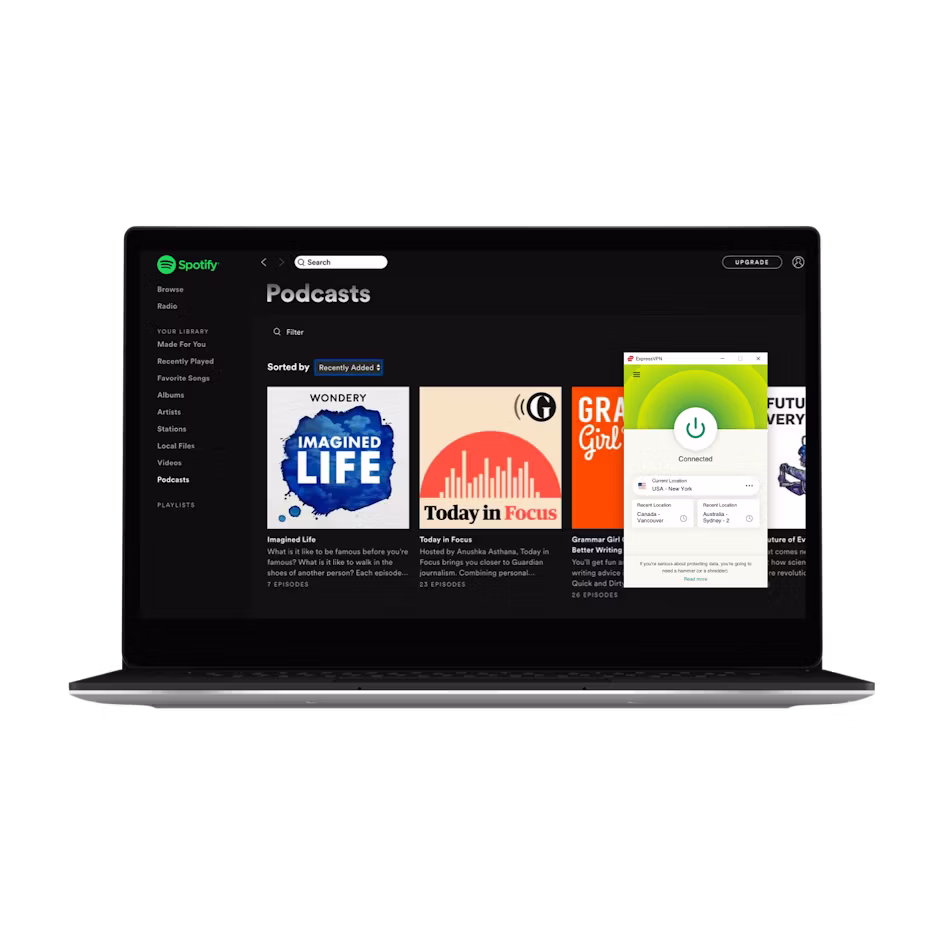 Interfaccia Spotify con VPN.