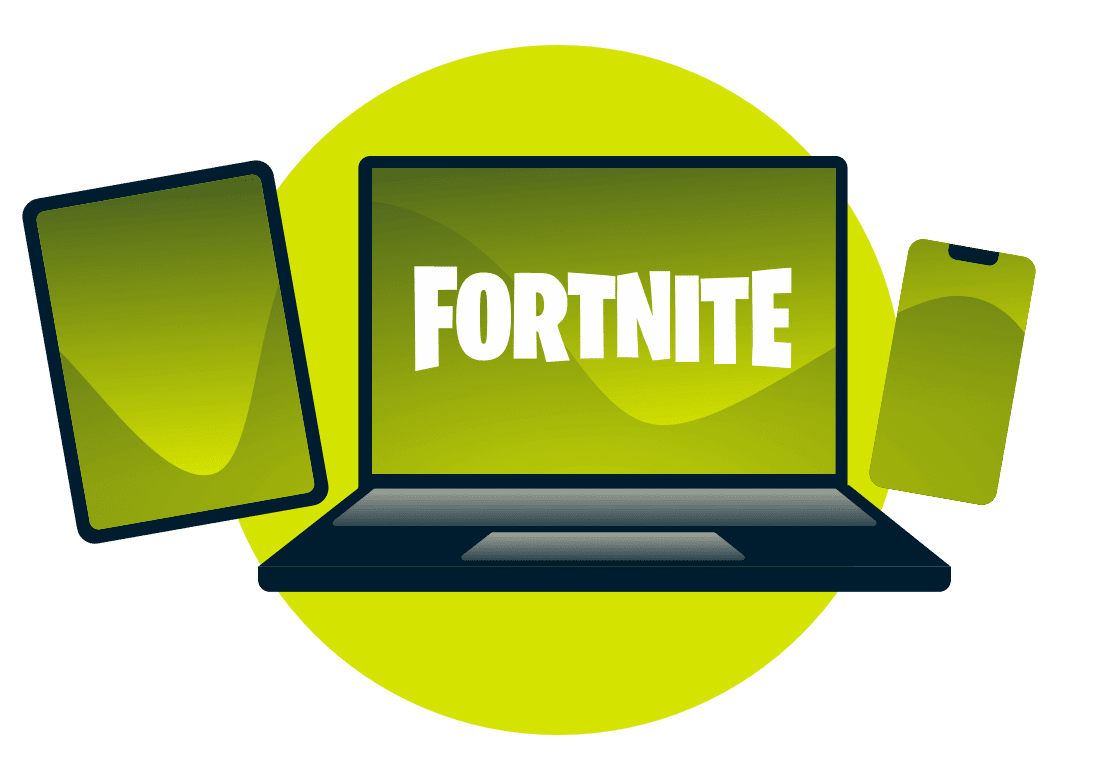 R&oacute;żne urządzenia z logo Fortnte.