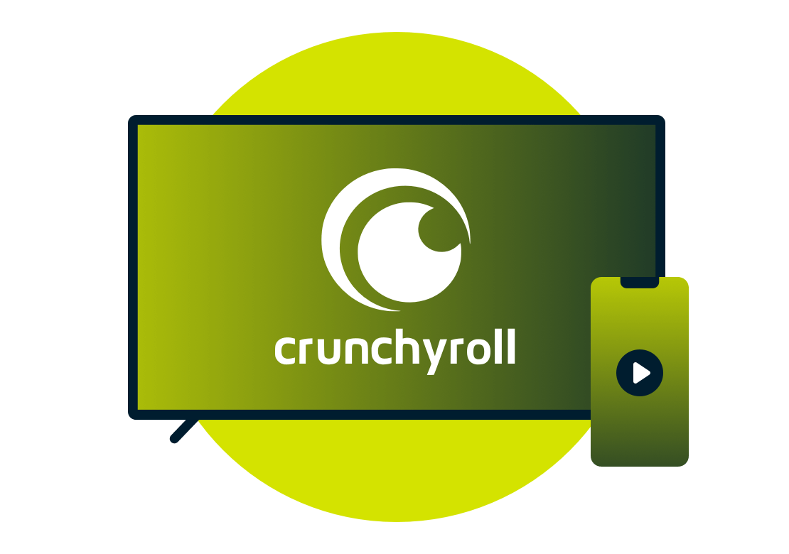 Tela de televis&atilde;o com o logo Crunchyroll.