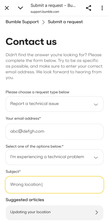 Bumble Support 