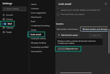 How to access the blocked senders and domains list in the new Outlook for Windows.