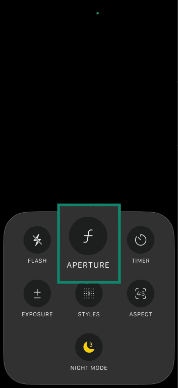 Aperture settings on an iPhone camera.