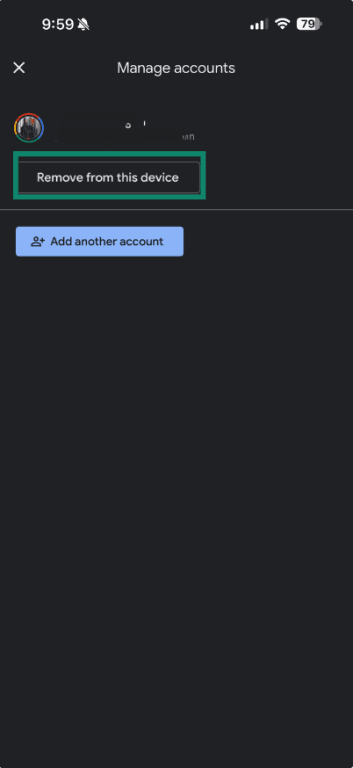 Remove Google account from device in Google Photos on iPhone.